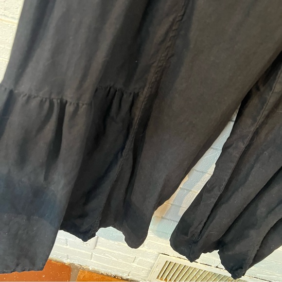 Match Point 100% Linen Black Tiered ChaCha Wide Leg Palazzo Pants M - Picture 4 of 10